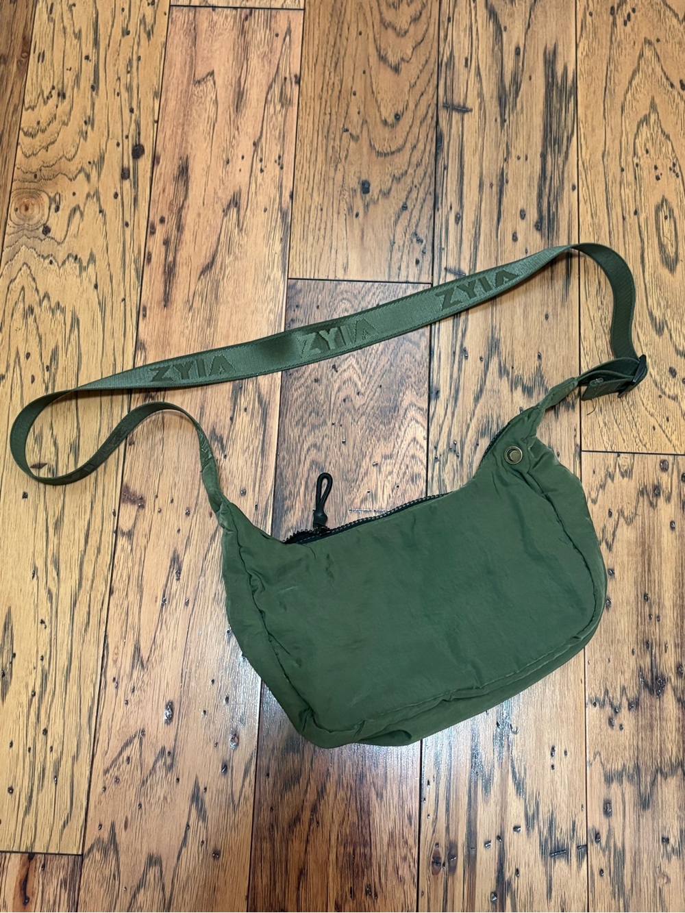 ZYIA Olive Green Sling Bag with Branded Strap